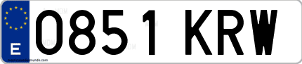 Ejemplo de matrícula de coche ordinaria 0851 KRW