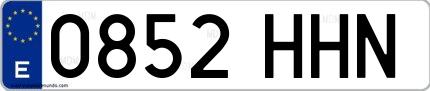 Ejemplo de matrícula española 0852 HHN