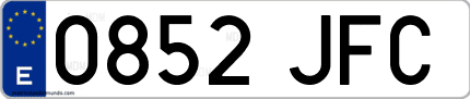 Ejemplo de matrícula de coche ordinaria 0852 JFC