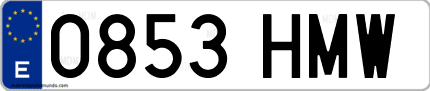 Ejemplo de matrícula de coche ordinaria 0853 HMW