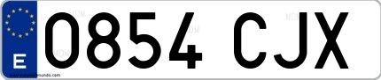 Ejemplo de matrícula española 0854 CJX