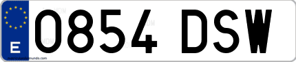 Ejemplo de matrícula de coche ordinaria 0854 DSW