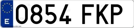 Ejemplo de matrícula española 0854 FKP