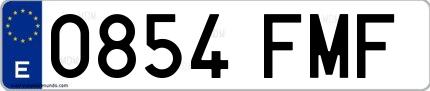 Ejemplo de matrícula española 0854 FMF