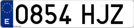 Ejemplo de matrícula de coche ordinaria 0854 HJZ