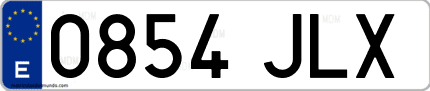 Ejemplo de matrícula de coche ordinaria 0854 JLX