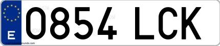 Ejemplo de matrícula española 0854 LCK