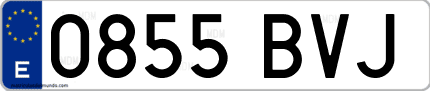 Ejemplo de matrícula de coche ordinaria 0855 BVJ