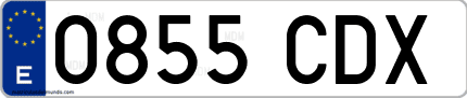 Ejemplo de matrícula de coche ordinaria 0855 CDX