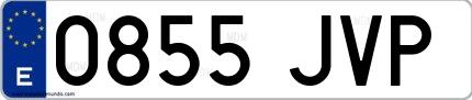 Ejemplo de matrícula española 0855 JVP
