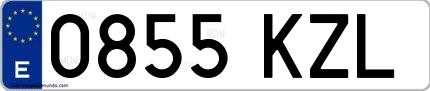 Ejemplo de matrícula española 0855 KZL