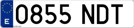 Ejemplo de matrícula española 0855 NDT