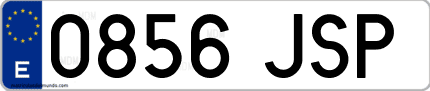 Ejemplo de matrícula de coche ordinaria 0856 JSP
