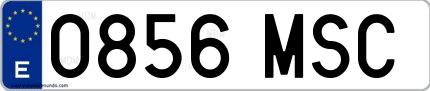 Ejemplo de matrícula española 0856 MSC