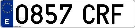 Ejemplo de matrícula española 0857 CRF