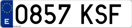 Ejemplo de matrícula española 0857 KSF