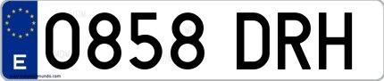 Ejemplo de matrícula española 0858 DRH