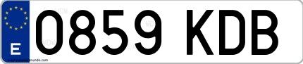 Ejemplo de matrícula española 0859 KDB