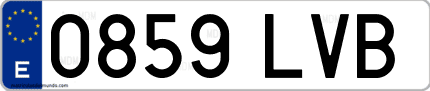 Ejemplo de matrícula de coche ordinaria 0859 LVB