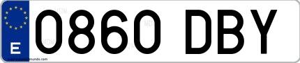 Ejemplo de matrícula española 0860 DBY