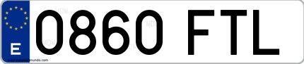 Ejemplo de matrícula española 0860 FTL