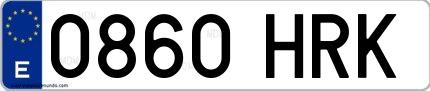Ejemplo de matrícula española 0860 HRK