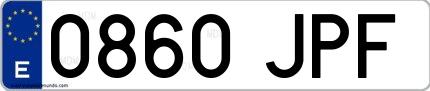 Ejemplo de matrícula española 0860 JPF