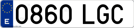 Ejemplo de matrícula de coche ordinaria 0860 LGC