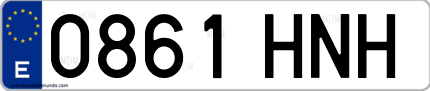 Ejemplo de matrícula de coche ordinaria 0861 HNH