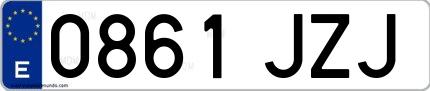 Ejemplo de matrícula española 0861 JZJ
