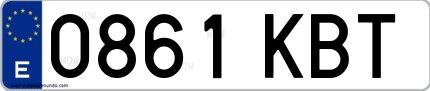 Ejemplo de matrícula española 0861 KBT