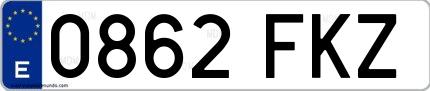 Ejemplo de matrícula española 0862 FKZ