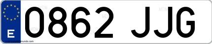 Ejemplo de matrícula española 0862 JJG