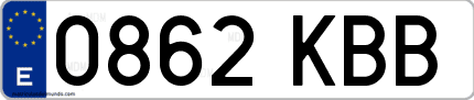 Ejemplo de matrícula de coche ordinaria 0862 KBB