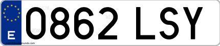 Ejemplo de matrícula de coche ordinaria 0862 LSY