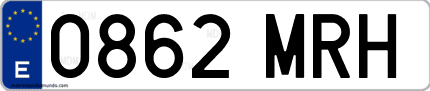 Ejemplo de matrícula de coche ordinaria 0862 MRH