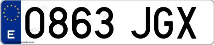 Ejemplo de matrícula española 0863 JGX