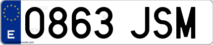 Ejemplo de matrícula de coche ordinaria 0863 JSM