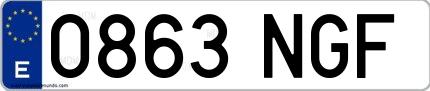 Ejemplo de matrícula española 0863 NGF