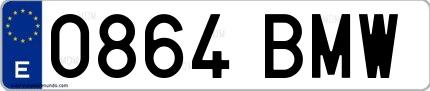 Ejemplo de matrícula española 0864 BMW