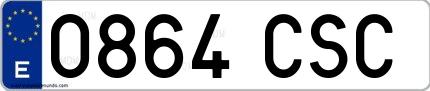Ejemplo de matrícula española 0864 CSC