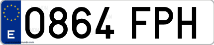 Ejemplo de matrícula de coche ordinaria 0864 FPH
