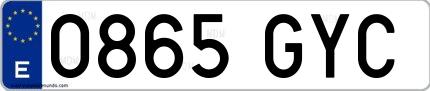 Ejemplo de matrícula española 0865 GYC