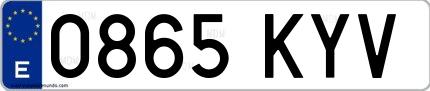 Ejemplo de matrícula española 0865 KYV