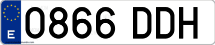 Ejemplo de matrícula de coche ordinaria 0866 DDH