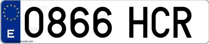 Ejemplo de matrícula española 0866 HCR