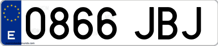 Ejemplo de matrícula de coche ordinaria 0866 JBJ