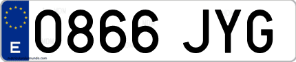 Ejemplo de matrícula de coche ordinaria 0866 JYG