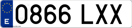 Ejemplo de matrícula de coche ordinaria 0866 LXX