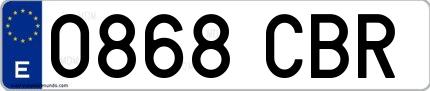 Ejemplo de matrícula española 0868 CBR